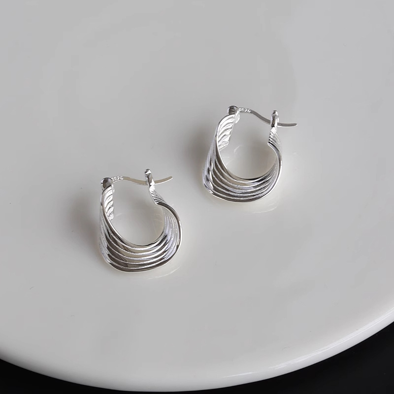 Myska S925 Niche Design Asymmetrical Earrings, Personalized Cool Style Earrings, Women's Fashionable High-End Versatile Earrings