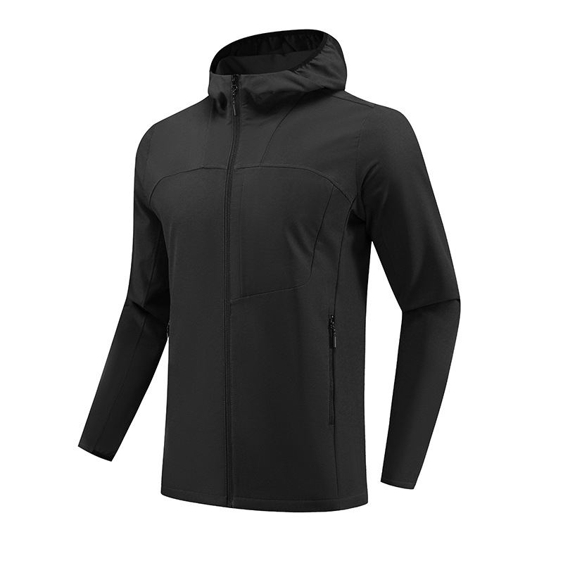 Dijia chaqueta deportiva al aire libre para hombre rápido seco transpirable correr con cremallera con sombrero ropa casual chaqueta de mangas largas abrigo transfronterizo