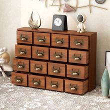 复古实木质抽屉收纳盒桌面文具饰品胶带化妆品整理多层zakka柜子