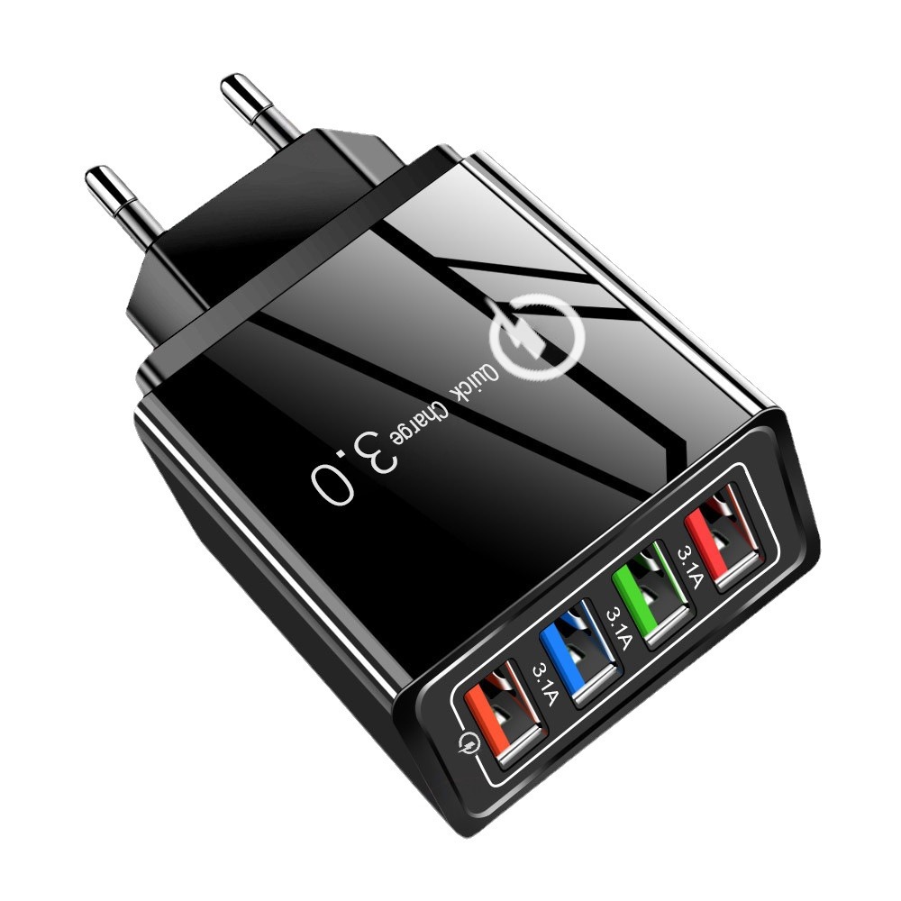 4USB cargador de teléfono móvil 3A color multi-Puerto Cabeza de carga LED luz estándar europeo estándar americano tableta transfronteriza exclusiva para la venta al por mayor