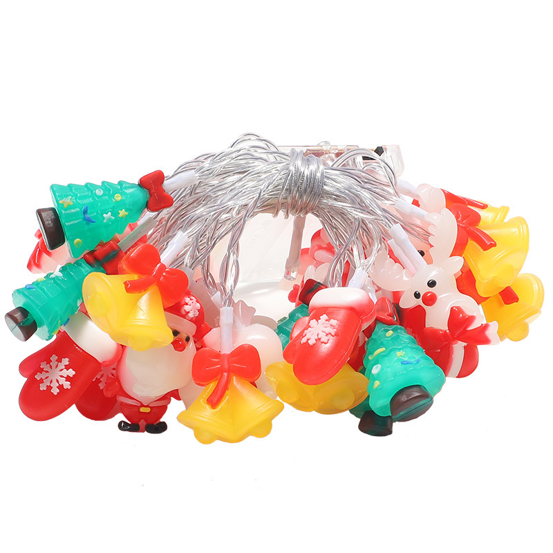 Nuevas luces de Navidad transfronterizas cadena de luces de cortina de forma de dibujos animados de Santa Claus luces LED decoración de ventanas de habitación