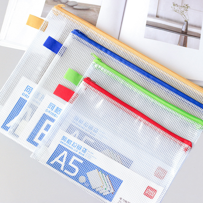 Deli pvc mesh bag A4 zipper bag briefcase bag A5 zipper bag document bag B5 contract data finishing bag