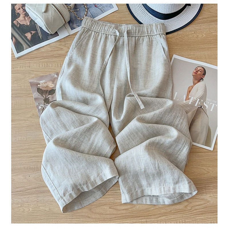 Foreign Trade Export Summer Hot-Selling Breathable Thin Wide-Leg Pants for Women, High-Waisted Loose Plus-Size Cotton-Linen Mosquito-Proof Casual Pants Foreign Trade Export Summer Hot-Selling Breathable Thin Wide-Leg Pants for Women, High-Waisted Loose Plus-Size Cotton-Linen Mosquito-Proof Casual Pants