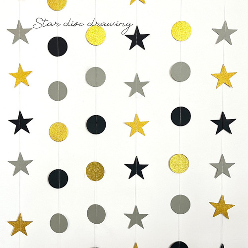 Star disc glitter three-dimensional pull-up flower sewing holiday paper hanging ornaments 4m glitter paper pull-up double-sided party decoration