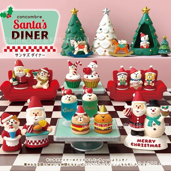 Japanese Zakka Cat 2025 Christmas Decoration Gift Cute Santa Cat Desktop Ornament Gift