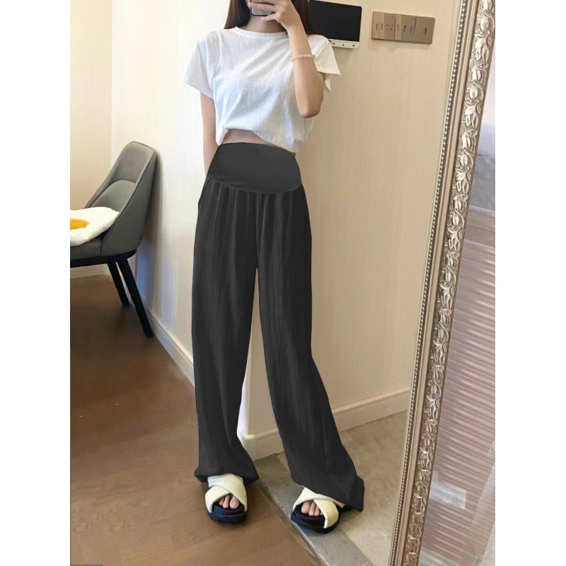 Pregnant women's pants loose plus size casual pants summer Tencel cotton linen wide-leg pants high waist draping mop pants