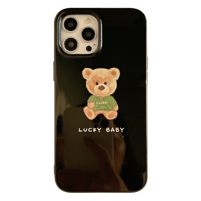 Funda para Teléfono iPhone 15, Apple 17 Pro Max, 13, XR, 11, Estilo de Dibujos Animados de Moda, 16, Brillante, con Diseño de Oso, Suave