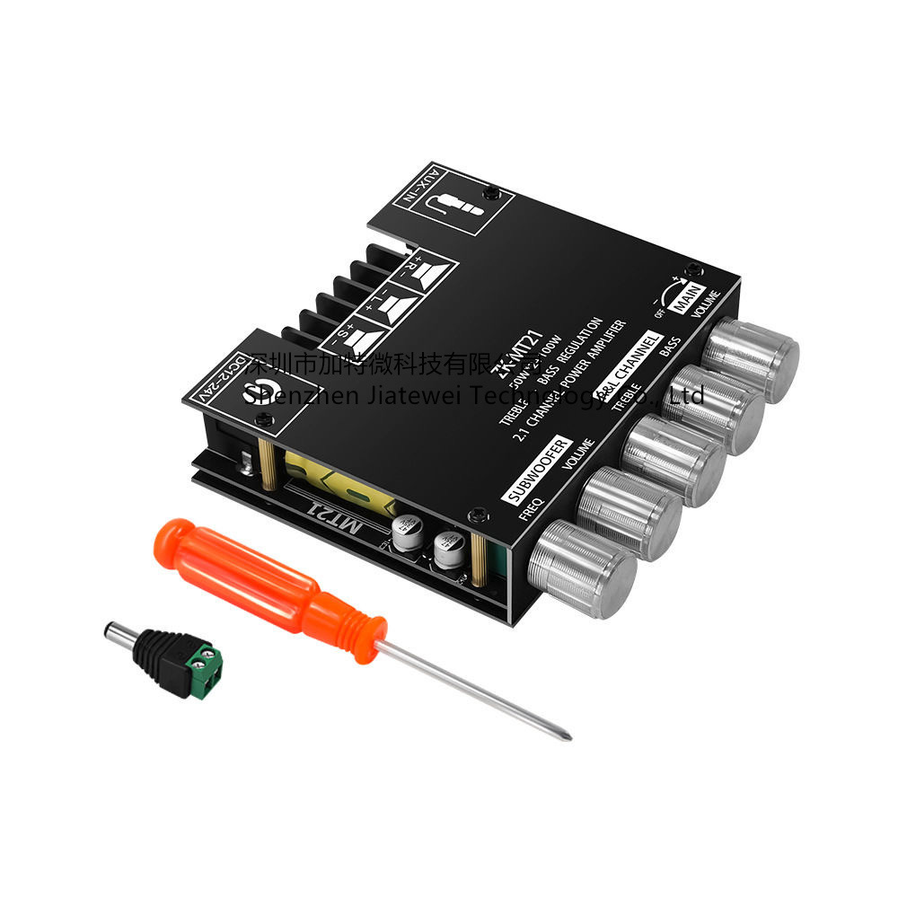 ZK-MT21 50W * 2 100W 2.1 채널 블루투스 디지털 전력 증폭기 모듈 높고 낮은 톤 서브 우퍼