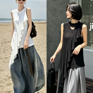2026新款夏季设计感重工艺针织坎肩不规则上衣女