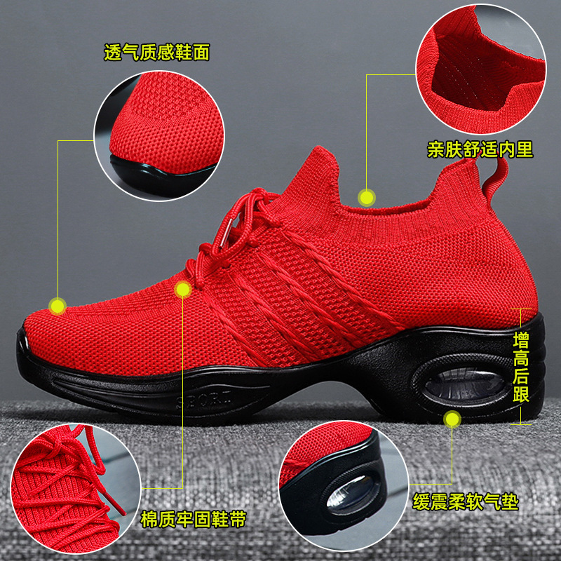 Zapatos de baile de las mujeres nuevas madres de mediana edad y ancianos Zapatos para caminar transpirables zapatos de baile cuadrados ligeros zapatos de plataforma de poliuretano