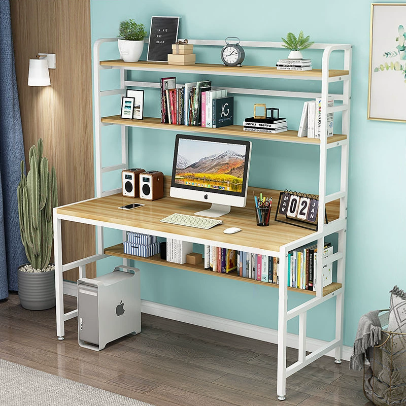 Простой настольный компьютерный стол Книжная полка Комбинированный интегрированный стол Домашний детский учебный стол Спальня Офисный письменный стол