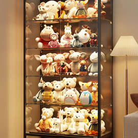 铁皮玻璃带锁展示柜层高可调透明娃娃收纳手办模型防尘陈列柜痛柜