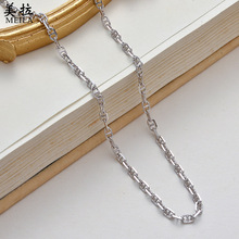 S925纯银猪鼻子项链女潮流时尚粗链条锁骨链中性风潮酷个性配饰
