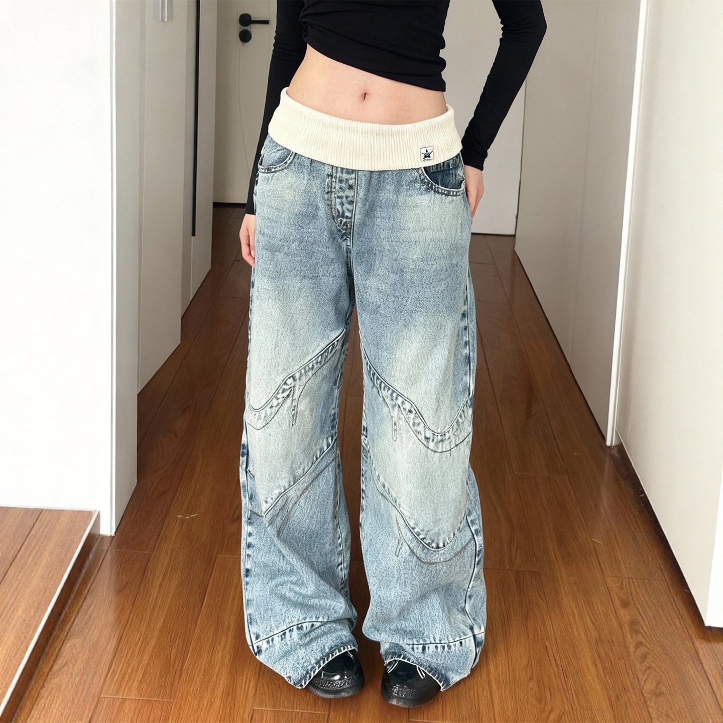 Vintage Washed Distressed High-Waisted Loose Fit Jeans For Women – Comfortable & Stylish Casual Denim Pants_ecoleips.com