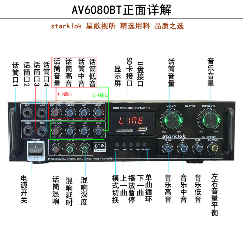 1000W第十代6060五声道蓝牙功放家用大功率卡包功放机重低音HIFI|undefined
