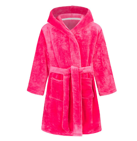 Nuevo camisón de franela para niños europeo y americano de dibujos animados impreso en casa de lana niños y niñas Albornoz más bolsillo de mano entera al por mayor