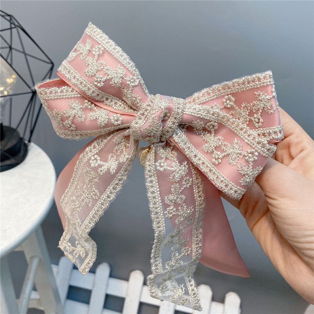 Korean Style Lace Double-layer Bow Hairpin display picture 5