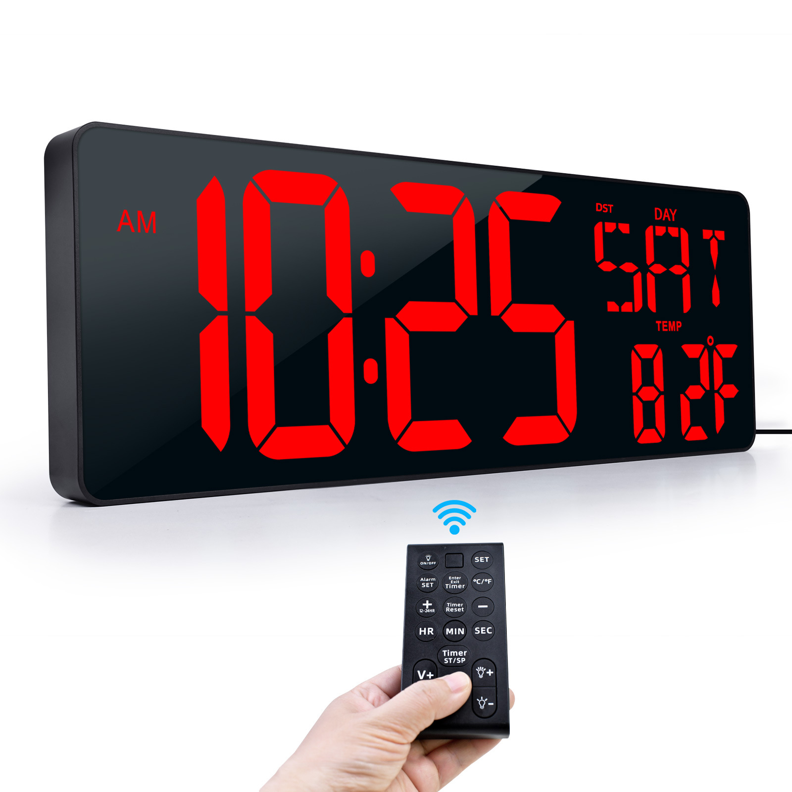 Amazon Hot 17.2 インチ LED 大画面デジタル壁時計、ポジティブカウントダウン電子目覚まし時計付き
