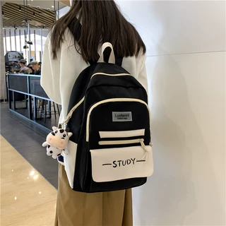 书包韩版原宿ulzzang女背包中学生初中生森系撞色学院风ins双肩包