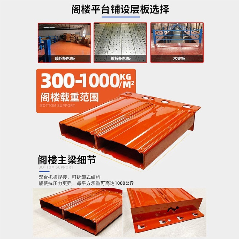 広州ロフトプラットフォーム棚建設工場工場2階鉄骨構造倉庫コンパートメント保管用頑丈な補強|undefined