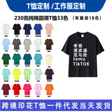 跨境纯棉短袖t恤定制印花工作服广告文化衫diy订做插肩上衣印LOGO