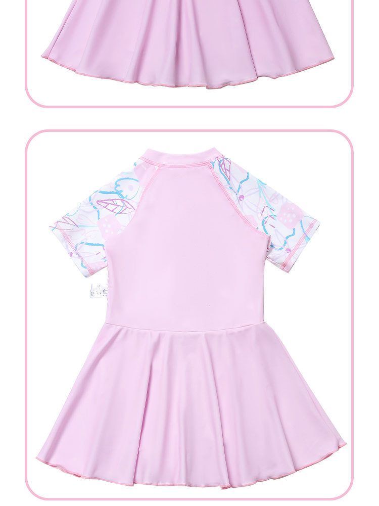 Pige badedragt solbeskyttelse prinsesse stil lyserød rød_voghion.com