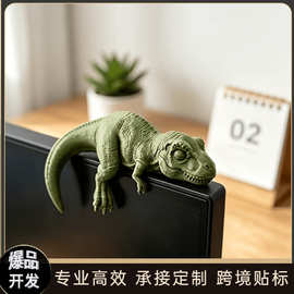跨境新品3D打印熟睡霸王龙摆件创意手办电脑显示器个性装饰品