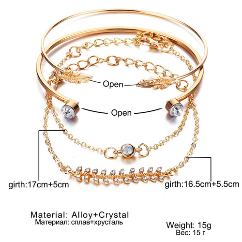 Mushang Multi-layer Bracelet Set Leaf Bracelet Women's Four-piece Set European and American Retro Bracelet Combination Wholesale