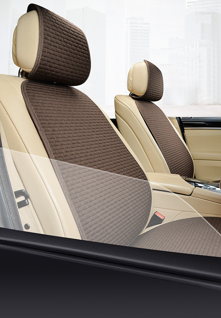 Linen Small Brick Car Seat Cushion, Three-Piece Set for All Seasons, Non-Slip Seat Cushion, No Binding, Five Seats, Half Package, Foreign Trade Wholesale