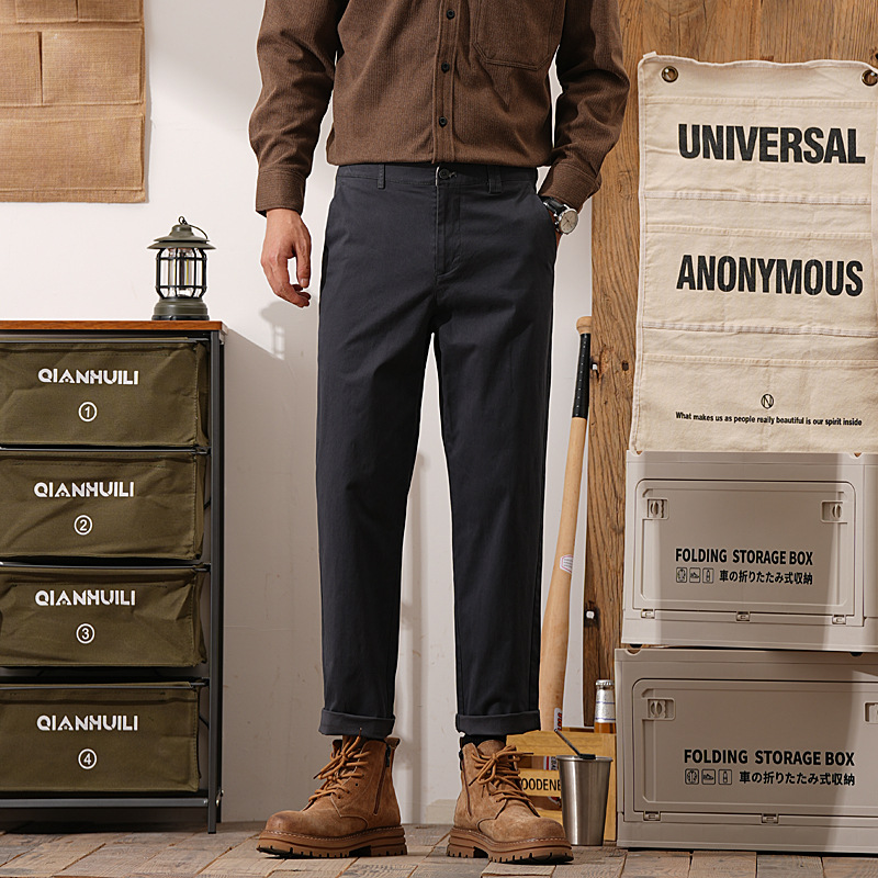 Straight-Leg Cropped Pants for Men, Versatile Casual Pants, Fashionable Slim Fit, Comfortable Slightly Stretchy Pants 2025