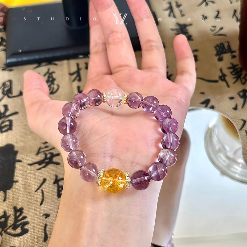 Purple Qi Donglai Bracelet Xiaohongshu Same Style Imitation Amethyst Design Bracelet Ethnic Cultural and Creative Bracelet Gift for Women