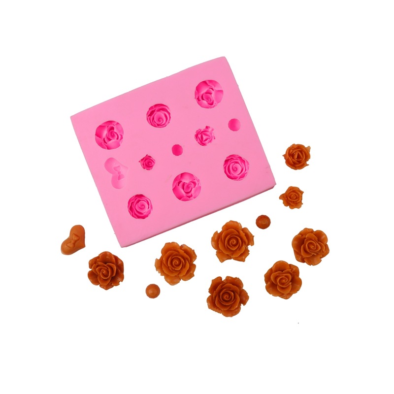 Epoxi amor flor fondant pastel molde Rosa borde decoración pastel molde para hornear