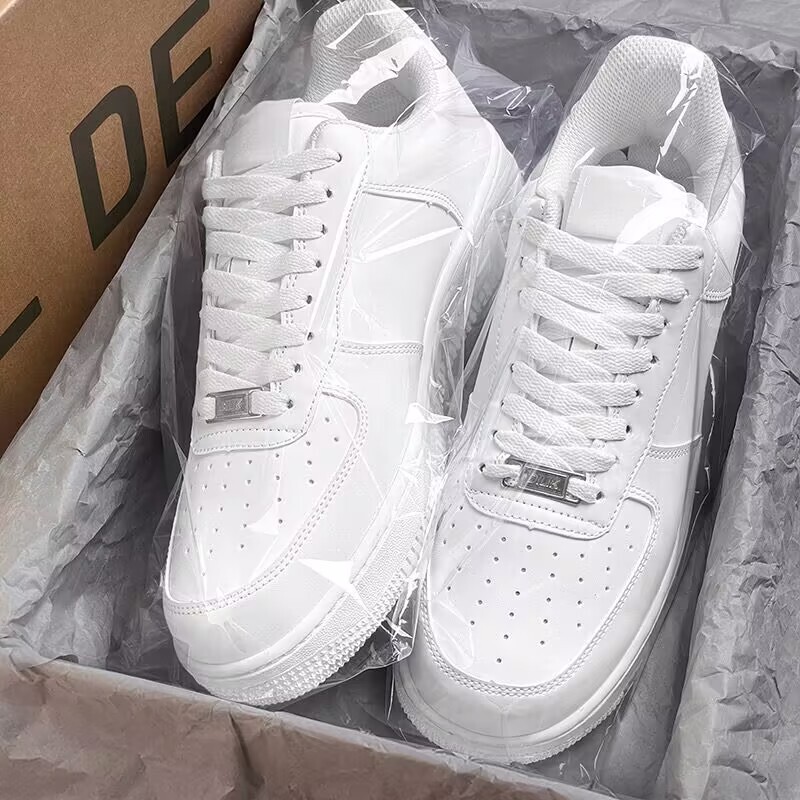 Naijuan Air Force One White Shoes for Men and Women Pure White Af1 Official Website Genuine Low-Top Sneakers Thick-Soled Sports Shoes