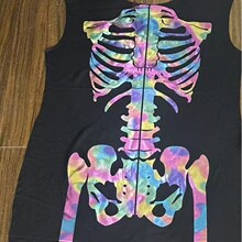 外贸跨境直销欧美万圣节服装印花夜光印花骨架烫金印花