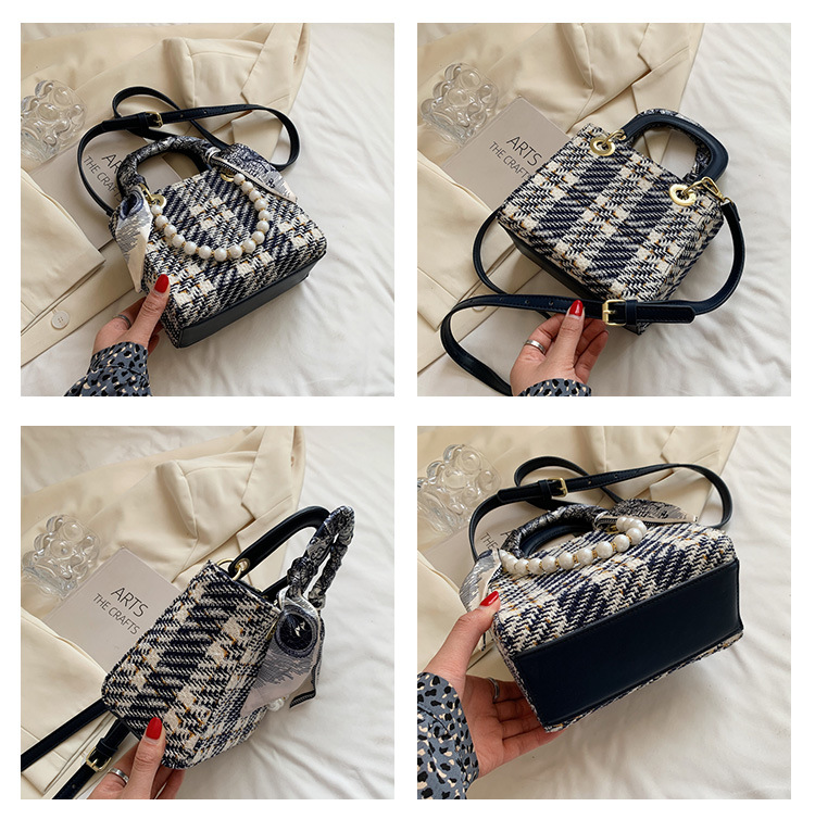 Damen Handtasche Mit Perlenkette, Elegante Umhängetasche_voghion.com