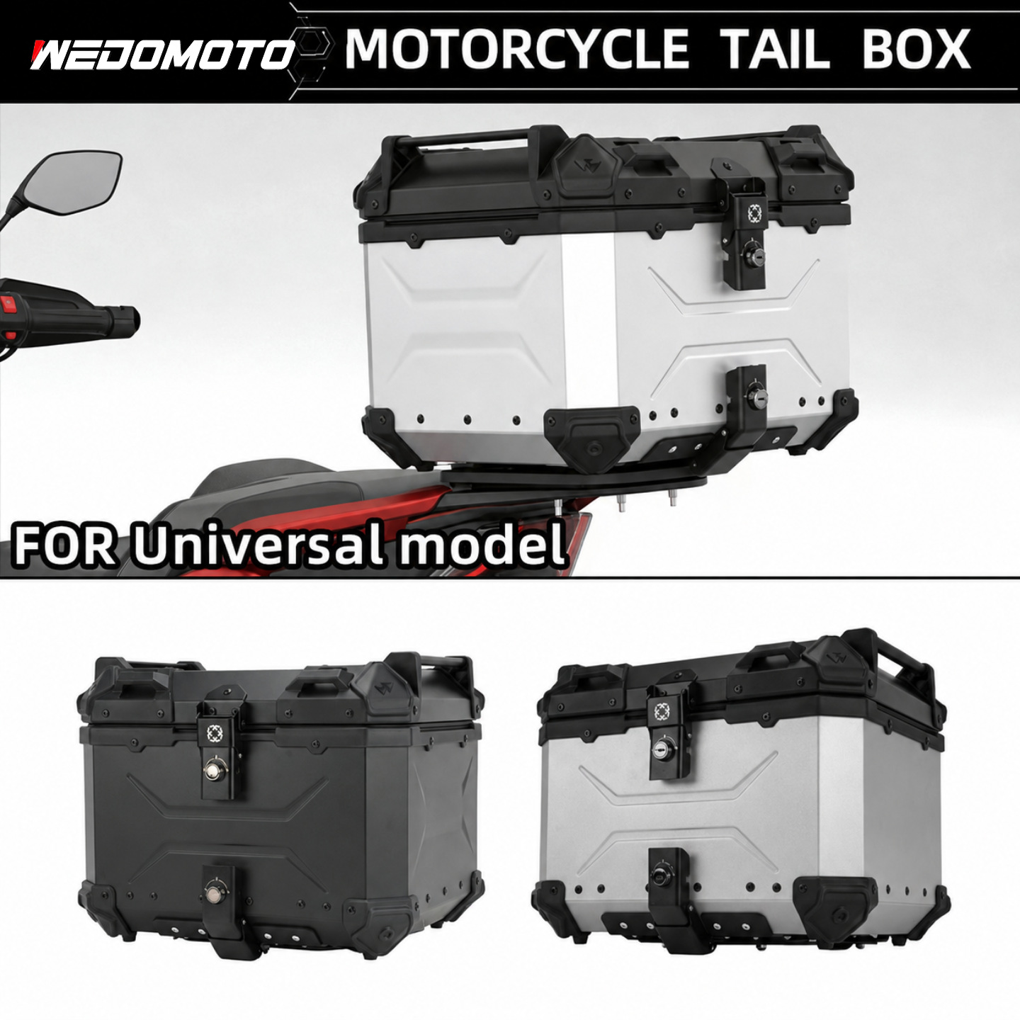 45L Motorcycle High-Strength Abs Quick-Release Waterproof and Anti-Collision Storage Box, Universal Large-Capacity Storage Tail Box for Electric Vehicles