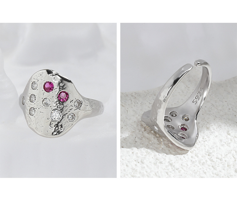 Fashion Geometric Sterling Silver Plating Zircon Open Ring