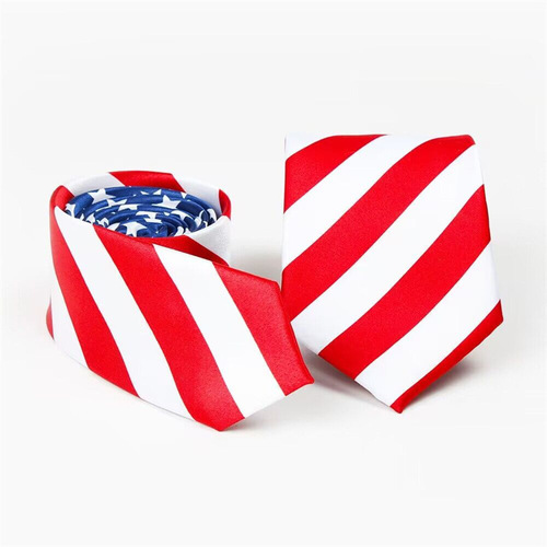 New American Flag Striped Tie for Men and Women, Fashionable and Stylish, Pattern Tie for Nightclubs, Entertainment, Fun and Leisure