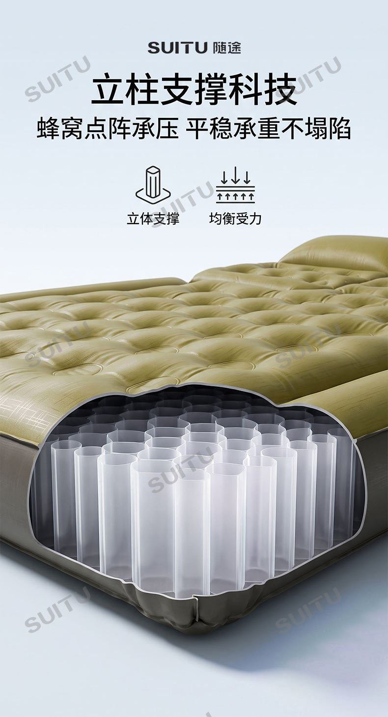 Inflatable car bed, a must-have for sleeping in SUVs and sedans, inflatable mattress for the car’s rear seat or trunk, outdoor camping mattress