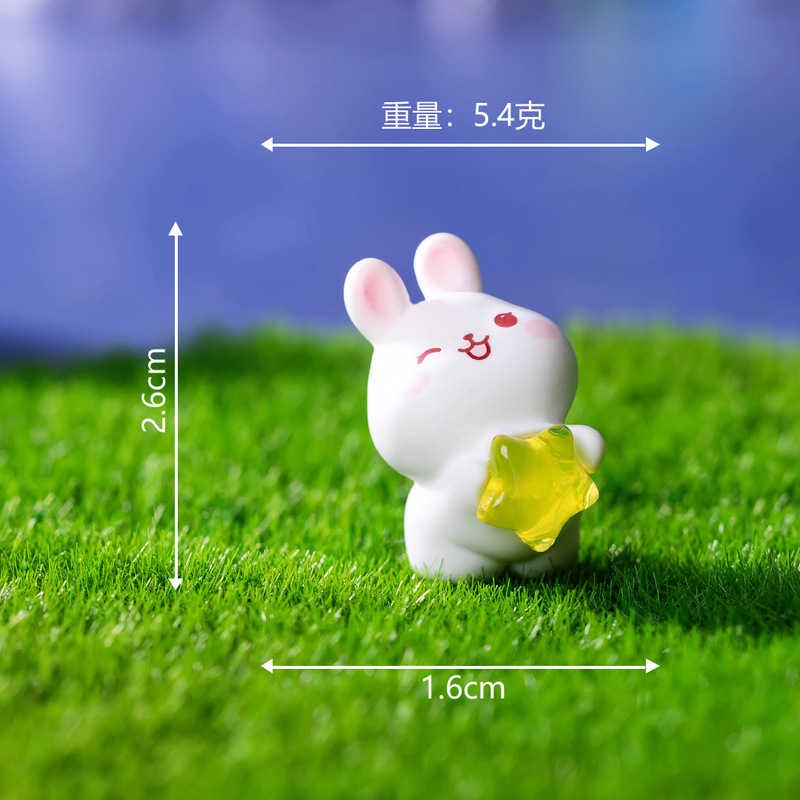 创意可爱太空星月小兔公仔萌粒 diy装饰品挂配件微景观桌面小摆件|undefined