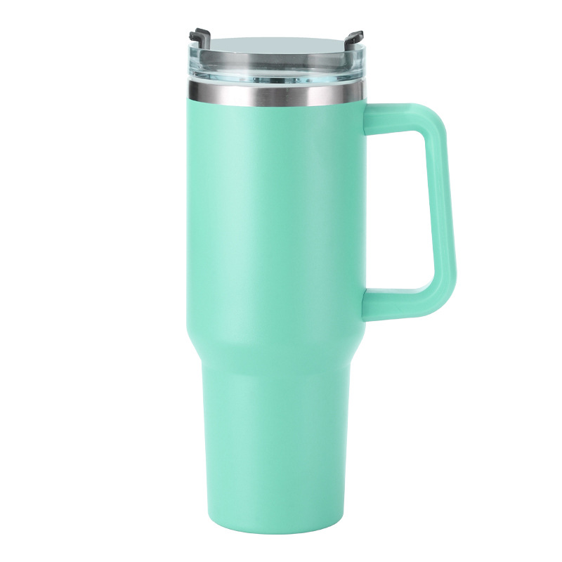 Taza de vacío taza de agua de doble capa de acero inoxidable 304 taza de agua con paja 40oz con mango Copa de coche fábrica al por mayor