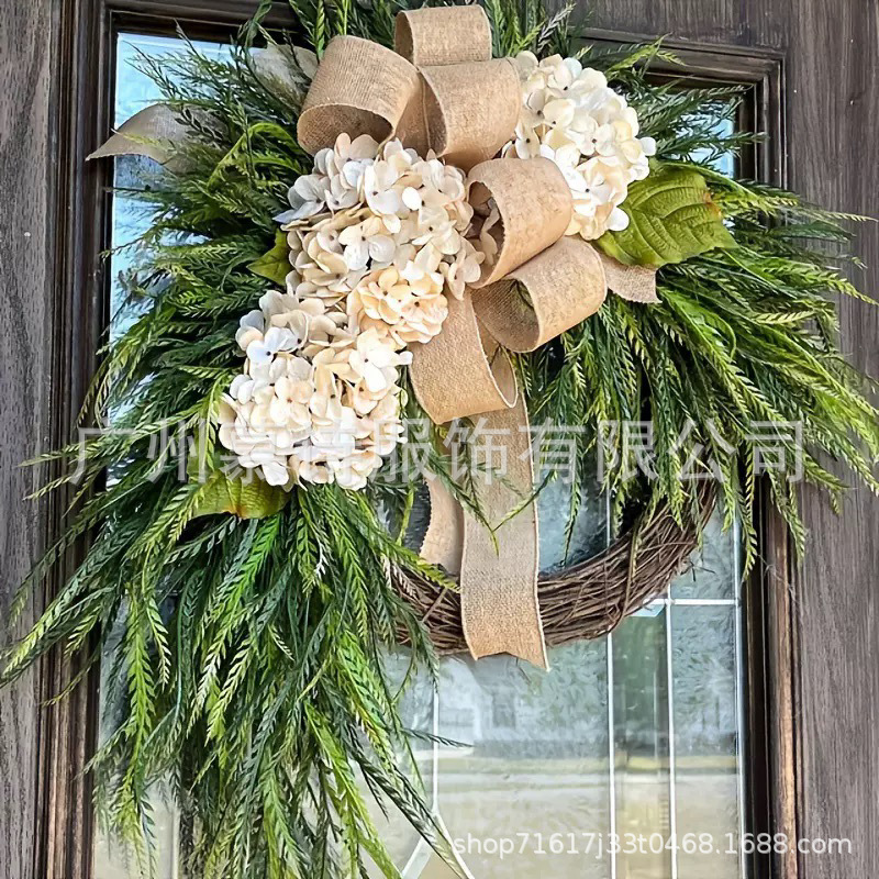 2025年秋季春香槟绣球柳叶花环跨境亚马逊Fall Hydrangea Wreaths|undefined