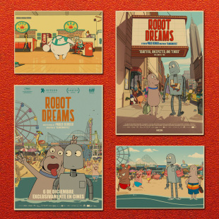 Robot Dreams Kraft Paper Poster Dormitory Bedroom Decorative Painting Photo Frame Wall Sticker