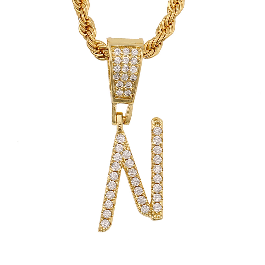 Fashion 26 English Alphabet Copper Zircon Necklace Wholesale display picture 3