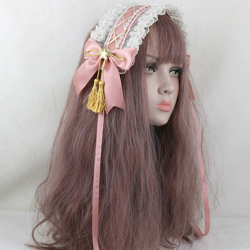 Cute Japanese headband with tassels, hairgrip with bow, hair accessory, Lolita style, DIY