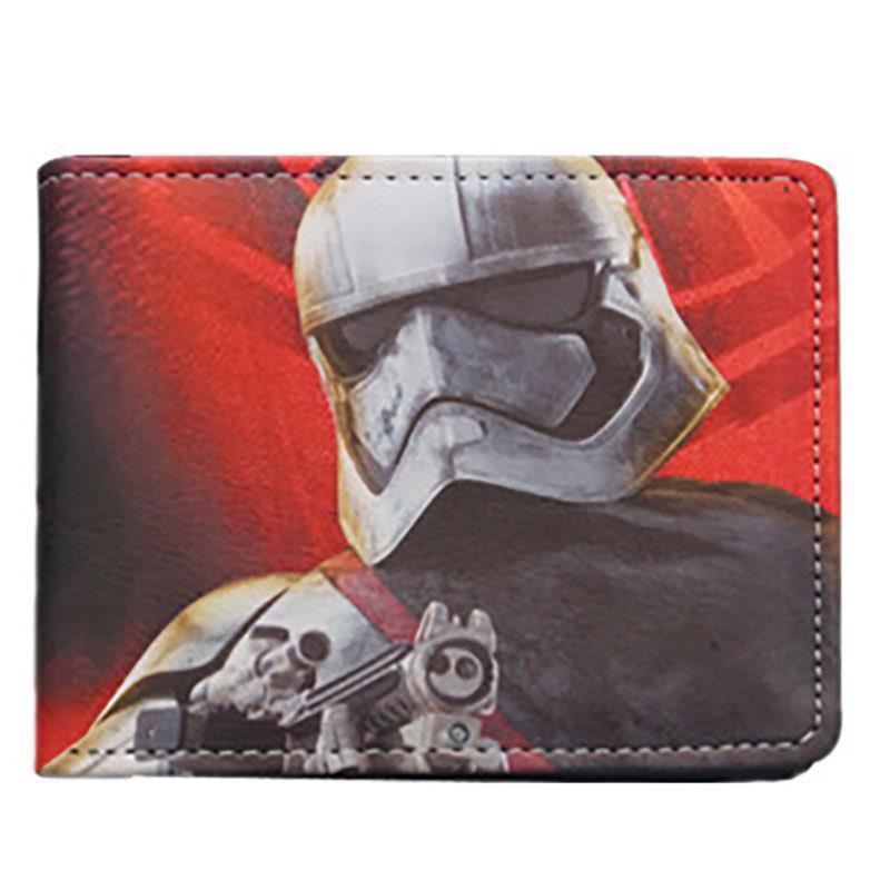 Cartera de Star Wars alrededor del cine y la televisión, guerrero negro, soldado blanco, cartera corta de dos plegados, cartera PU para hombres adolescentes