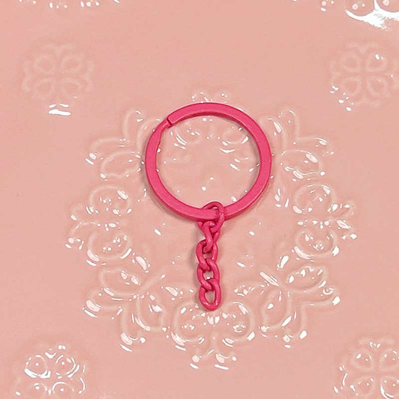 カラフルな 30 ミリメートルキーホルダーハンギング 4 セクションチェーンフラットリングフラットリングチェーン diy ジュエリー人形人形キーホルダーアクセサリー|undefined