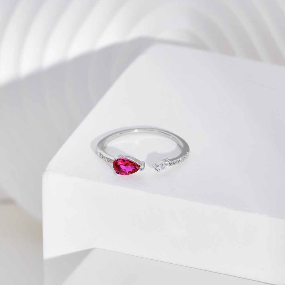 Elegant Water Droplets Sterling Silver Plating Zircon Open Ring