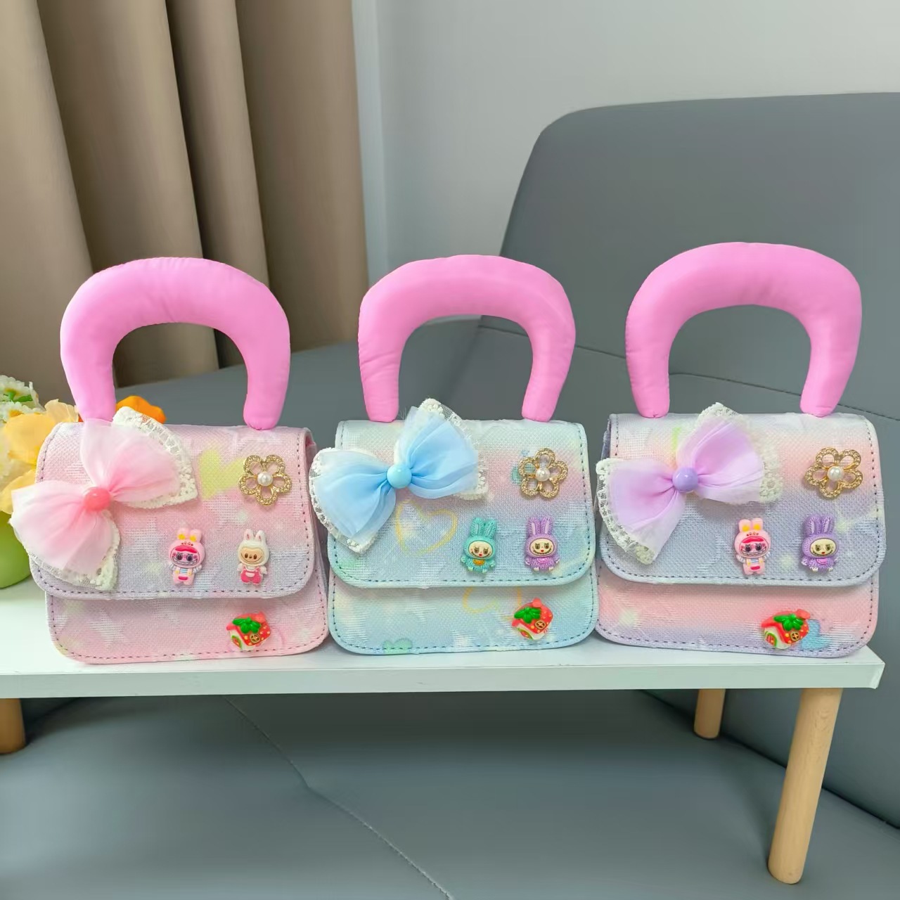 Bolso de princesa de arco de Año Nuevo para niños bolso de Año Nuevo bolso de hombro de dibujos animados cadena pequeña bolsa de accesorios de viento fragante