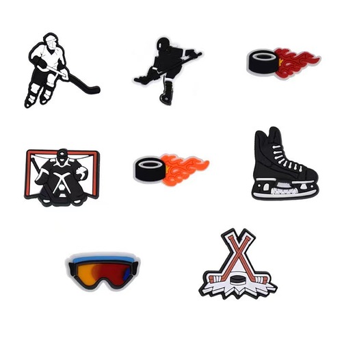 Ice Hockey Series Soybean Shoe Buckle Decorative Slides DIY Accessories PVC Shoe Flower Buckle